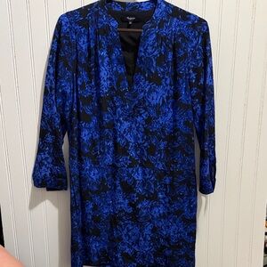 Madewell Black and Blue Floral Dress xs